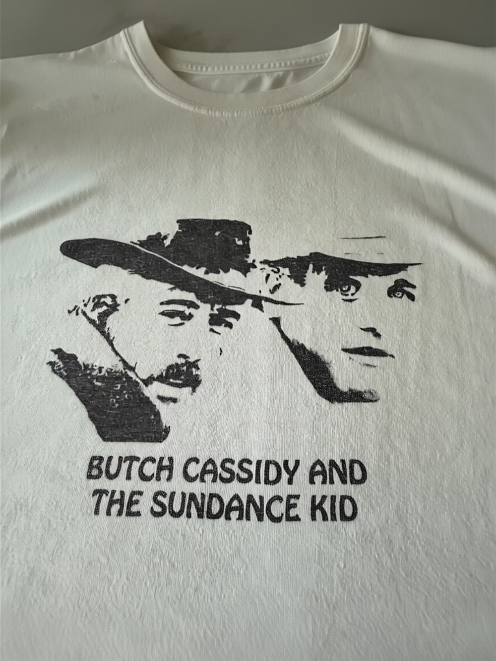 🤠 Gildan White Tee with Black Butch Cassidy Graphic